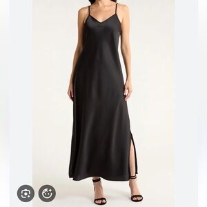Halogen Black Slip Dress with Delicate Straps